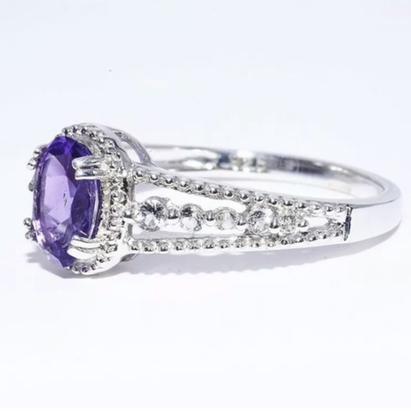 Natural Oval Cut Purple Amethyst Gem Ring, cute Ring, shiny Ring. - Picture 2 of 6